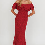 Beauty Within On-Off-Shoulder Maxi Dress Wine