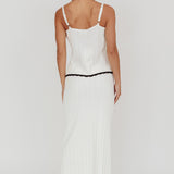 Liloh Contrast Trim Ribbed Maxi Skirt White