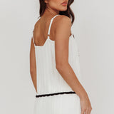 Liloh Tied Front Ribbed Cami Top White