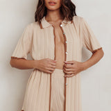 Liloh Ribbed Buttoned Shirt Beige