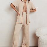 Liloh Ribbed Buttoned Shirt Beige
