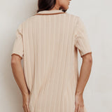Liloh Ribbed Buttoned Shirt Beige