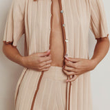 Liloh Ribbed Buttoned Shirt Beige