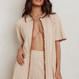 Liloh Ribbed Buttoned Shirt Beige