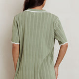 Liloh Ribbed Buttoned Shirt Sage