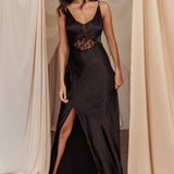 Better Believe Lace Insert Maxi Dress Black