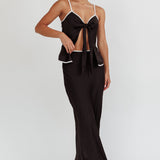 Only One Contrast Trim Maxi Skirt Black