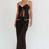 Only One Contrast Trim Maxi Skirt Black