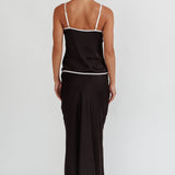 Only One Contrast Trim Maxi Skirt Black