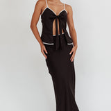 Only One Contrast Trim Maxi Skirt Black
