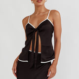 Only One Tie Front Top Black