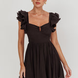 Sunday Dreams Ruffle Strap Mini Dress Black