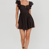 Sunday Dreams Ruffle Strap Mini Dress Black