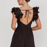 Sunday Dreams Ruffle Strap Mini Dress Black