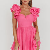 Sunday Dreams Ruffle Strap Mini Dress Pink