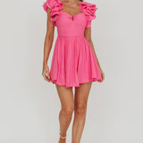 Sunday Dreams Ruffle Strap Mini Dress Pink