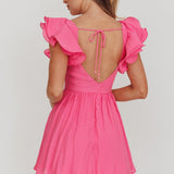 Sunday Dreams Ruffle Strap Mini Dress Pink