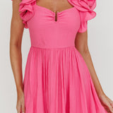 Sunday Dreams Ruffle Strap Mini Dress Pink