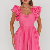 Sunday Dreams Ruffle Strap Mini Dress Pink