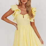 Sunday Dreams Ruffle Strap Mini Dress Yellow
