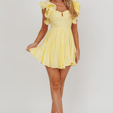 Sunday Dreams Ruffle Strap Mini Dress Yellow