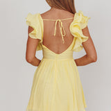 Sunday Dreams Ruffle Strap Mini Dress Yellow