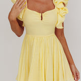 Sunday Dreams Ruffle Strap Mini Dress Yellow
