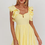 Sunday Dreams Ruffle Strap Mini Dress Yellow