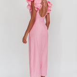 Sunday Dreams Ruffle Strap Maxi Dress Pink