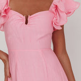 Sunday Dreams Ruffle Strap Maxi Dress Pink