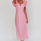 Sunday Dreams Ruffle Strap Maxi Dress Pink