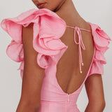 Sunday Dreams Ruffle Strap Maxi Dress Pink