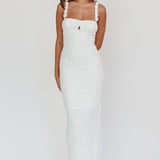 Marteen Rosette Strap Midi Dress White