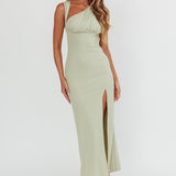 Daleela Asymmetric Neckline Maxi Dress Sage