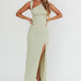 Daleela Asymmetric Neckline Maxi Dress Sage