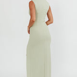 Daleela Asymmetric Neckline Maxi Dress Sage