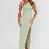 Daleela Asymmetric Neckline Maxi Dress Sage