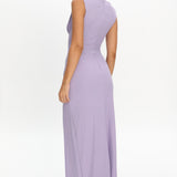 Daleela Asymmetric Neckline Maxi Dress Lilac