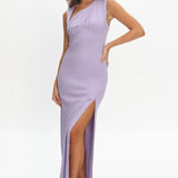 Daleela Asymmetric Neckline Maxi Dress Lilac