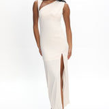 Daleela Asymmetric Neckline Maxi Dress Vanilla