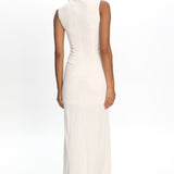 Daleela Asymmetric Neckline Maxi Dress Vanilla