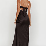 Odyssey Contrast Satin Maxi Slip Dress Black