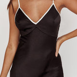 Odyssey Contrast Satin Maxi Slip Dress Black