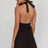 Zoriah Twist Bust Halterneck Mini Dress Black