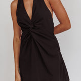 Zoriah Twist Bust Halterneck Mini Dress Black