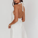 Zoriah Twist Bust Halterneck Mini Dress White
