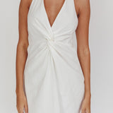 Zoriah Twist Bust Halterneck Mini Dress White