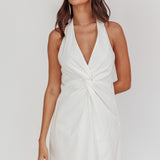 Zoriah Twist Bust Halterneck Mini Dress White