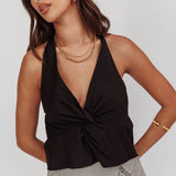 Zoriah Twist Bust Halterneck Top Black