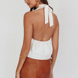 Zoriah Twist Bust Halterneck Top White